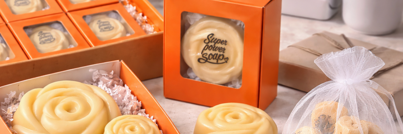 Ingredients in Rose soap gift set inspired by the Super Power Soap workshop experience