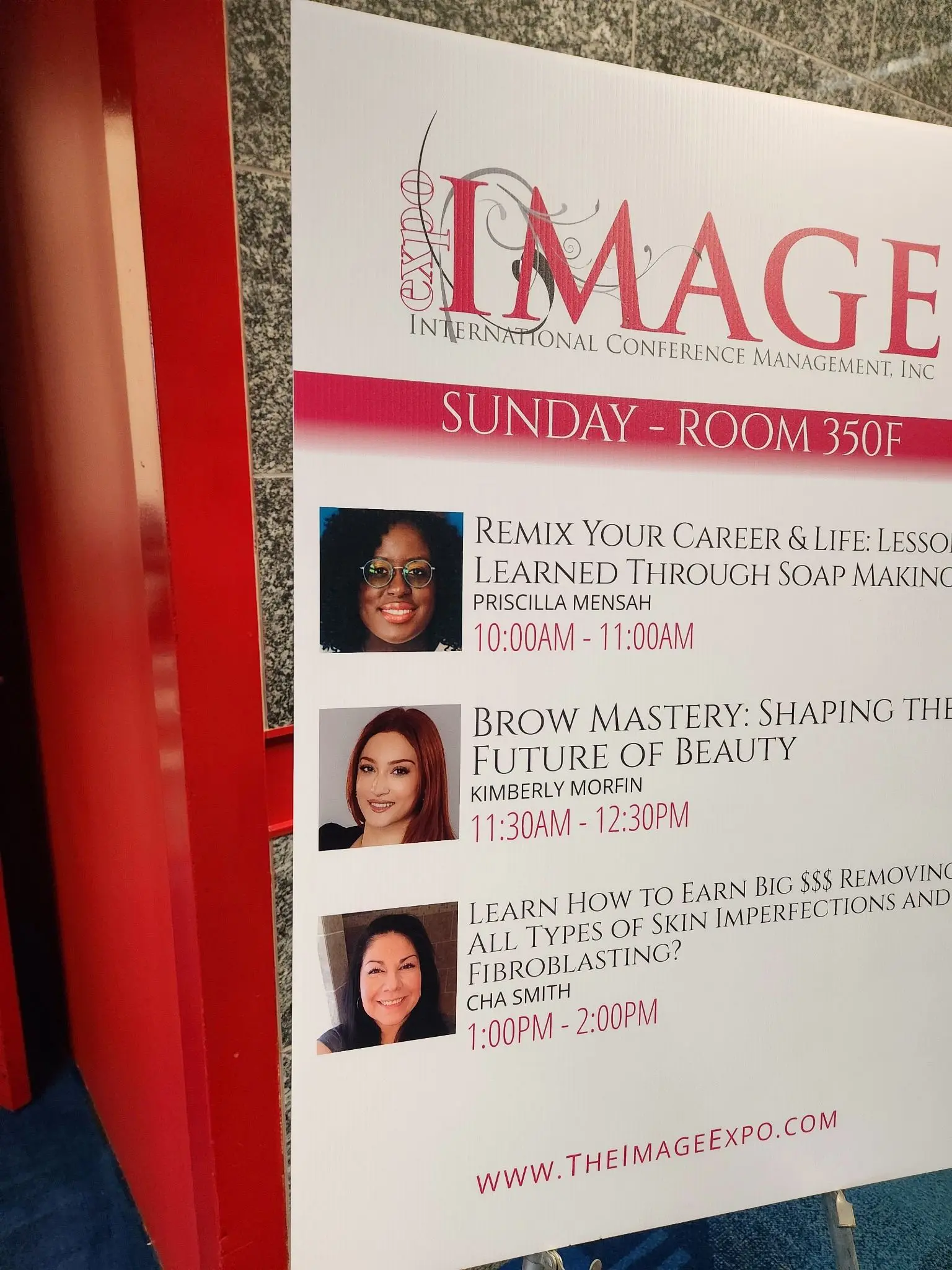 Conference speaker schedule featuring Priscilla Mensah and her soapmaking session