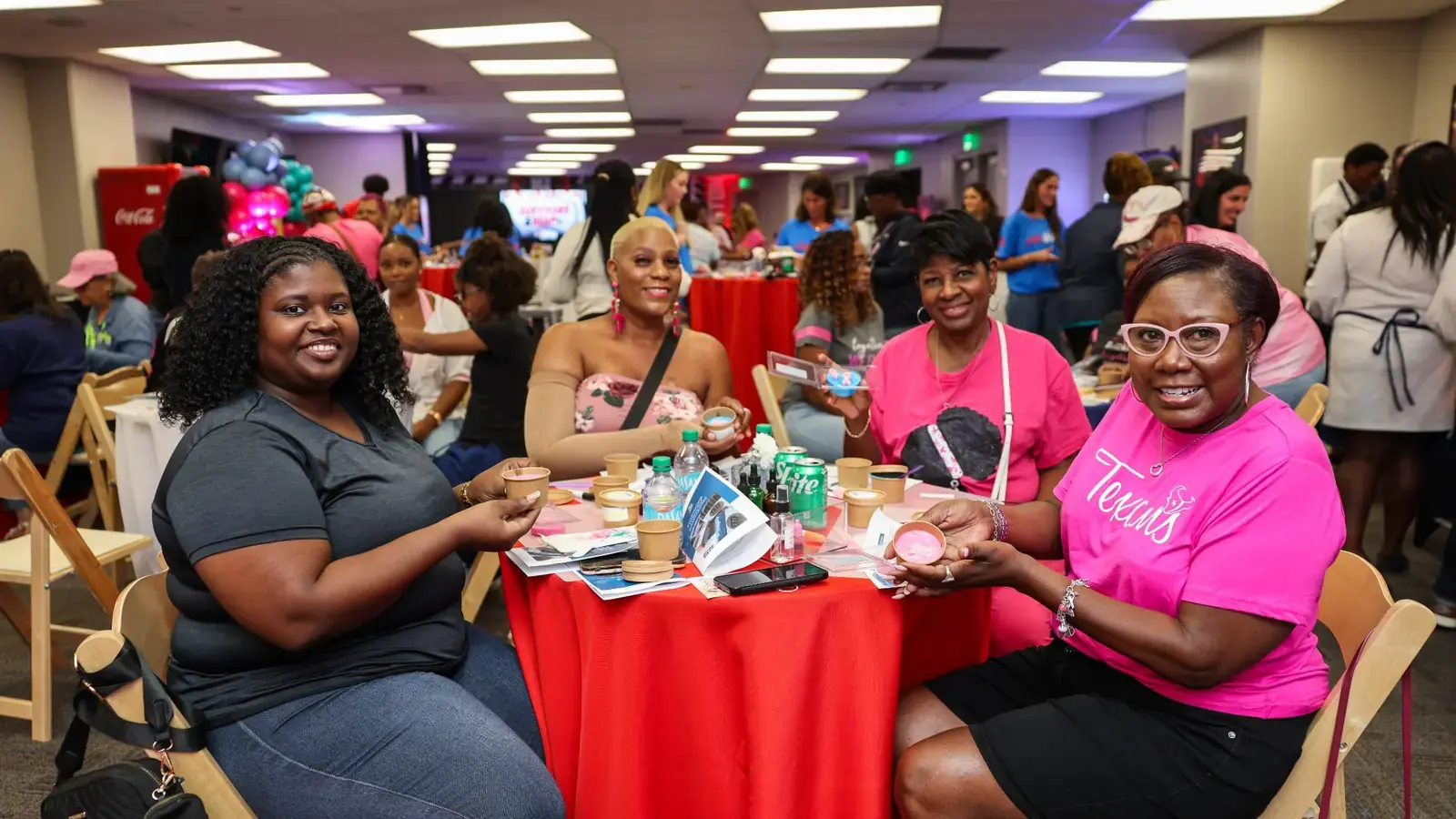 Employees enjoying a Houston appreciation soapmaking workshop