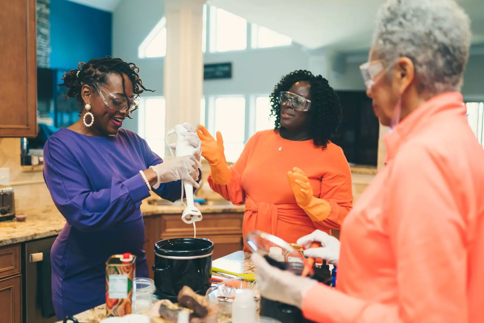 Hero Image Private Houston soapmaking students receiving close instruction from Priscilla M. Mensah