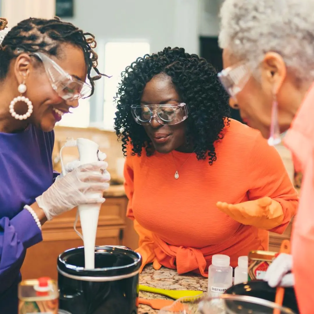 Feature Image Houston soapmaking instructor guiding adult students through a hands-on batch