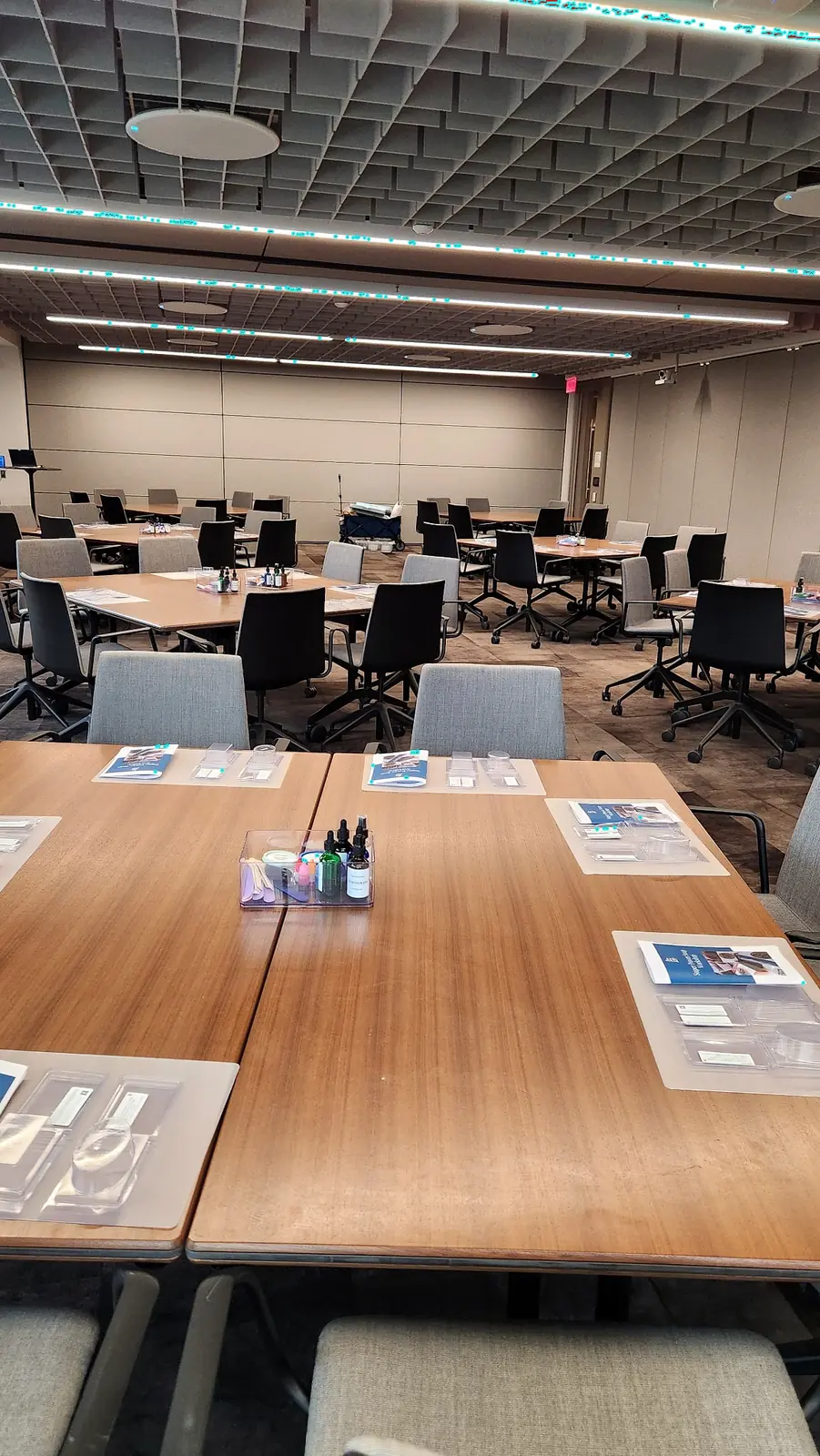 Evidence Image: Room shape, tables, access, and timing are confirmed during planning. Houston meeting room set for a corporate team-building soapmaking workshop